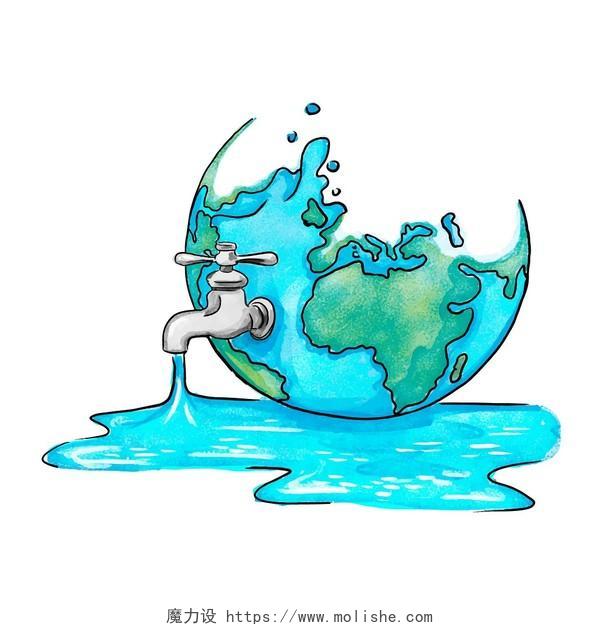 节约用水环保节能地球流水PNG素材